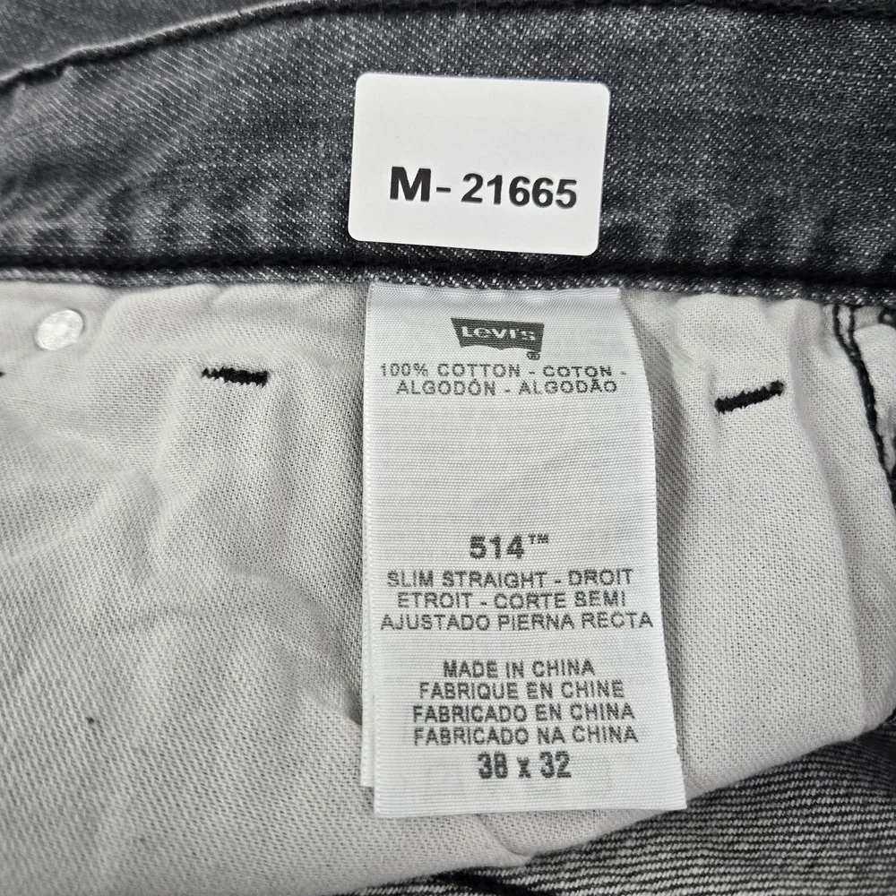 Levi's 514 Men Jeans 38X32 Gray Denim Slim Straight 30